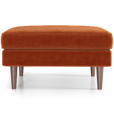 Amber Mid-Century Modern Square Upholstered Ottoman Burnt Orange Velvet - AFC00155 - Luna Furniture