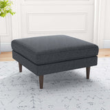 Amber Mid-Century Modern Square Upholstered Ottoman Light Grey Linen - AFC00176 - Luna Furniture