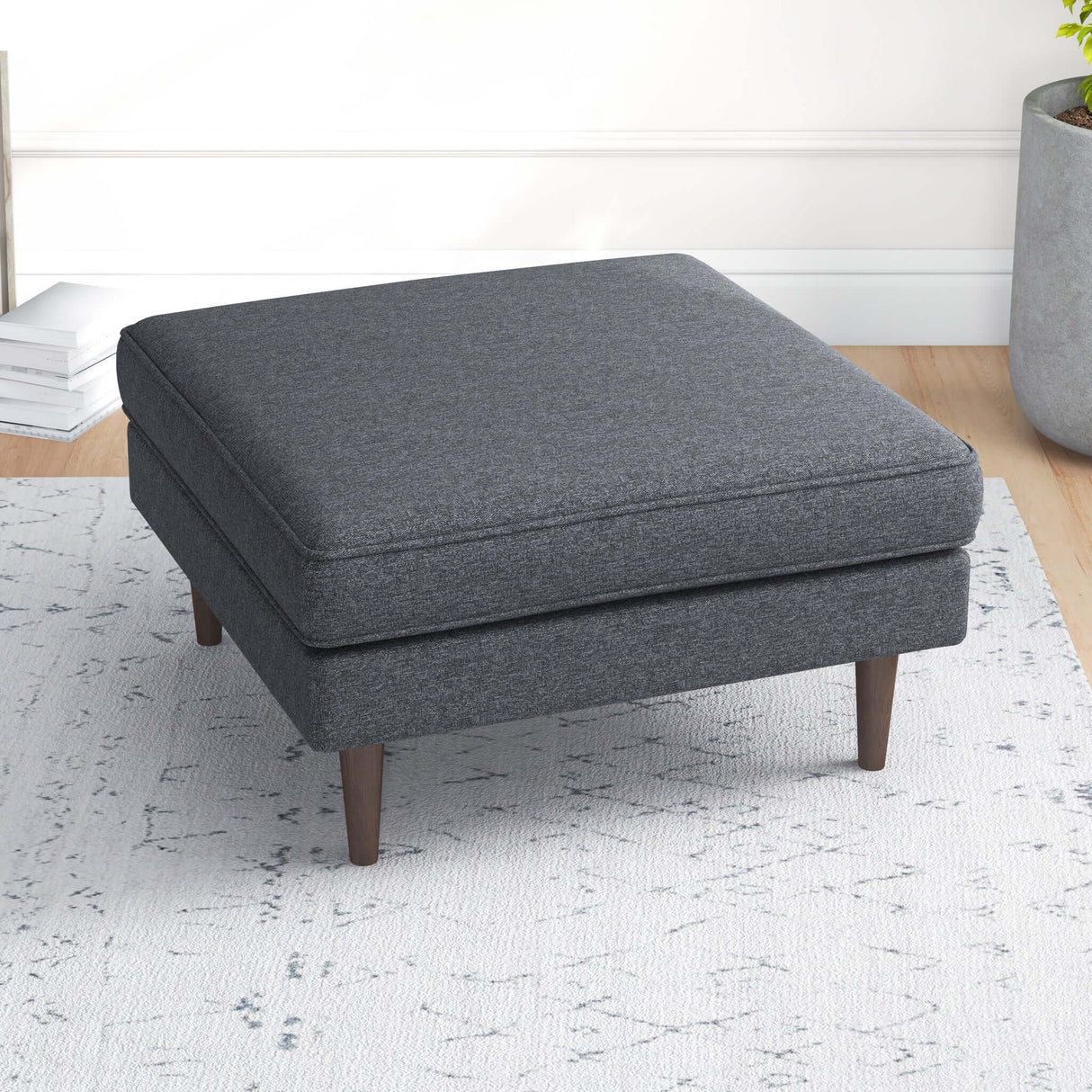 Amber Mid-Century Modern Square Upholstered Ottoman Teal Velvet - AFC00109 - Luna Furniture