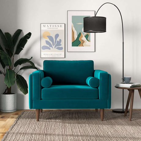 Amber Teal Velvet Lounge Chair - AFC00211 - Luna Furniture