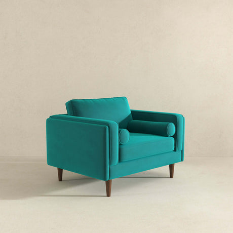 Amber Teal Velvet Lounge Chair - AFC00211 - Luna Furniture