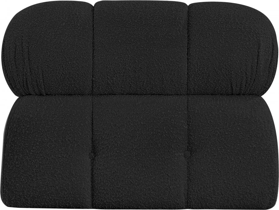 Ames Boucle Fabric Living Room Chair Black - 611Black-Armless - Luna Furniture