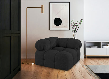 Ames Boucle Fabric Living Room Chair Black - 611Black-Corner - Luna Furniture