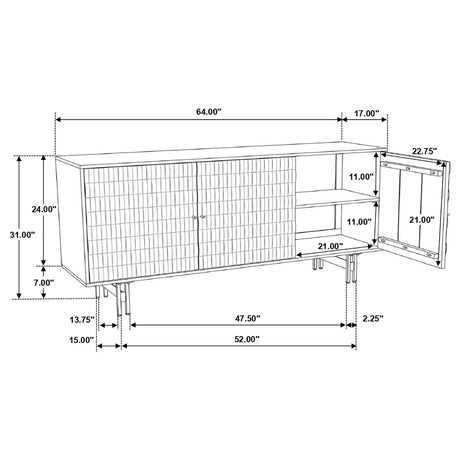 Aminah Natural and Black 3-Door Wooden Accent Cabinet from Coaster - Luna Furniture