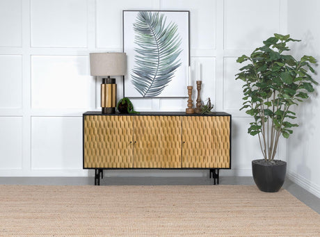 Aminah Natural and Black 3-Door Wooden Accent Cabinet from Coaster - Luna Furniture
