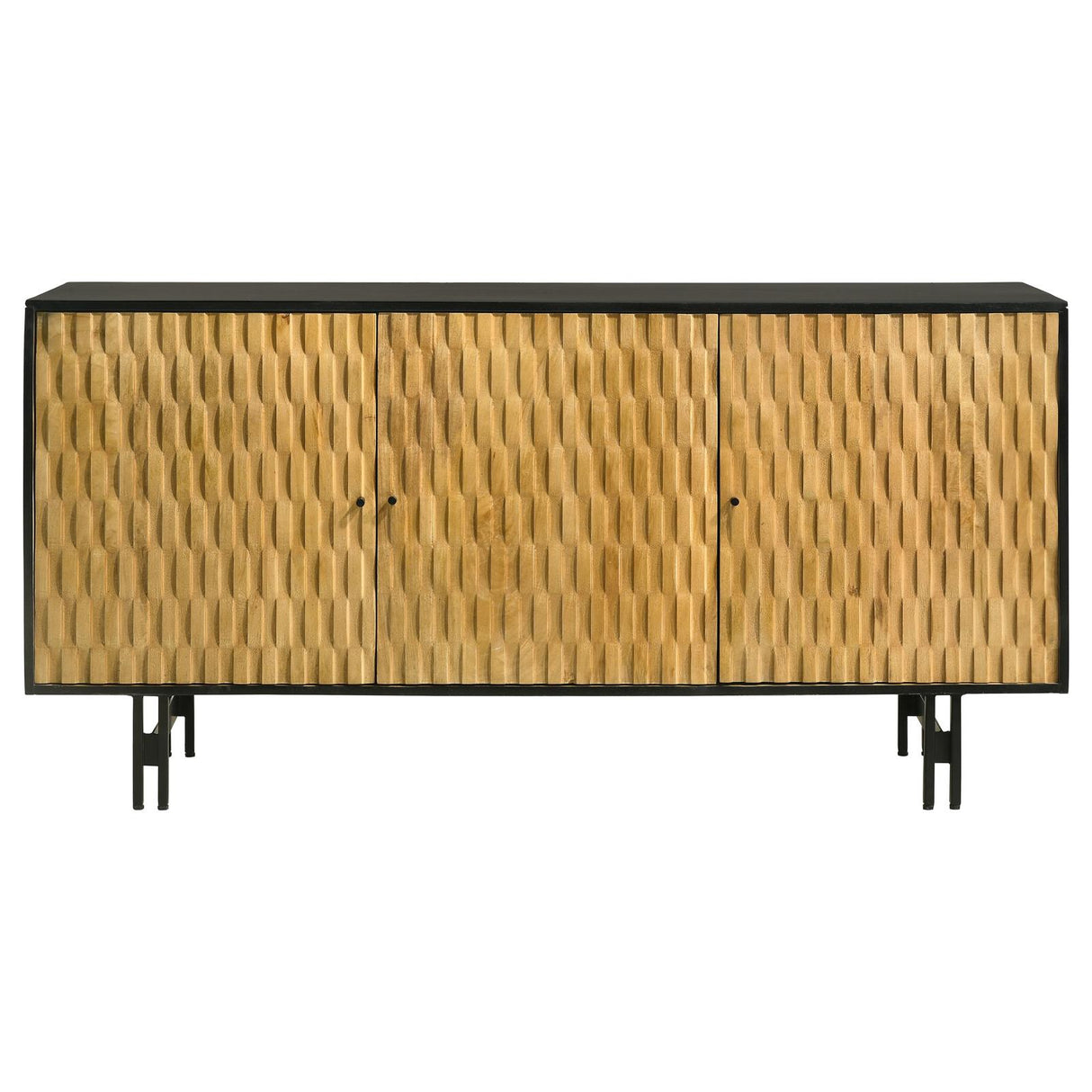 Aminah 3-door Wooden Accent Cabinet Natural and Black - 950383 - Luna Furniture