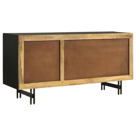 Aminah Natural and Black 3-Door Wooden Accent Cabinet from Coaster - Luna Furniture
