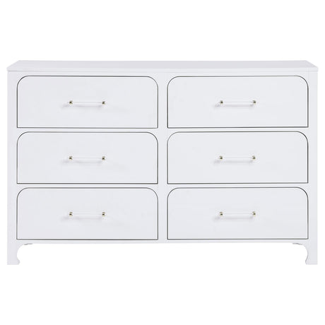 Anastasia 6-drawer Bedroom Dresser Pearl White - 224753 - Luna Furniture