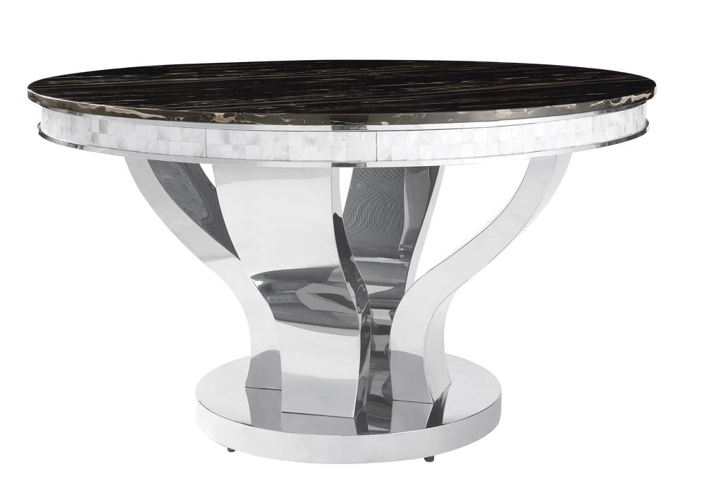 Anchorage Chrome and Black Round Dining Table from Coaster - Luna Furniture