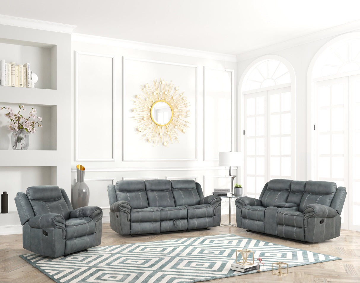 Andres Gray 3-Piece Reclining Living Room Set from Happy Homes - Luna Furniture
