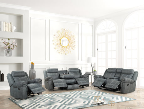Andres Grey - 3pc Reclining Living Room Set - Andres Grey - Luna Furniture