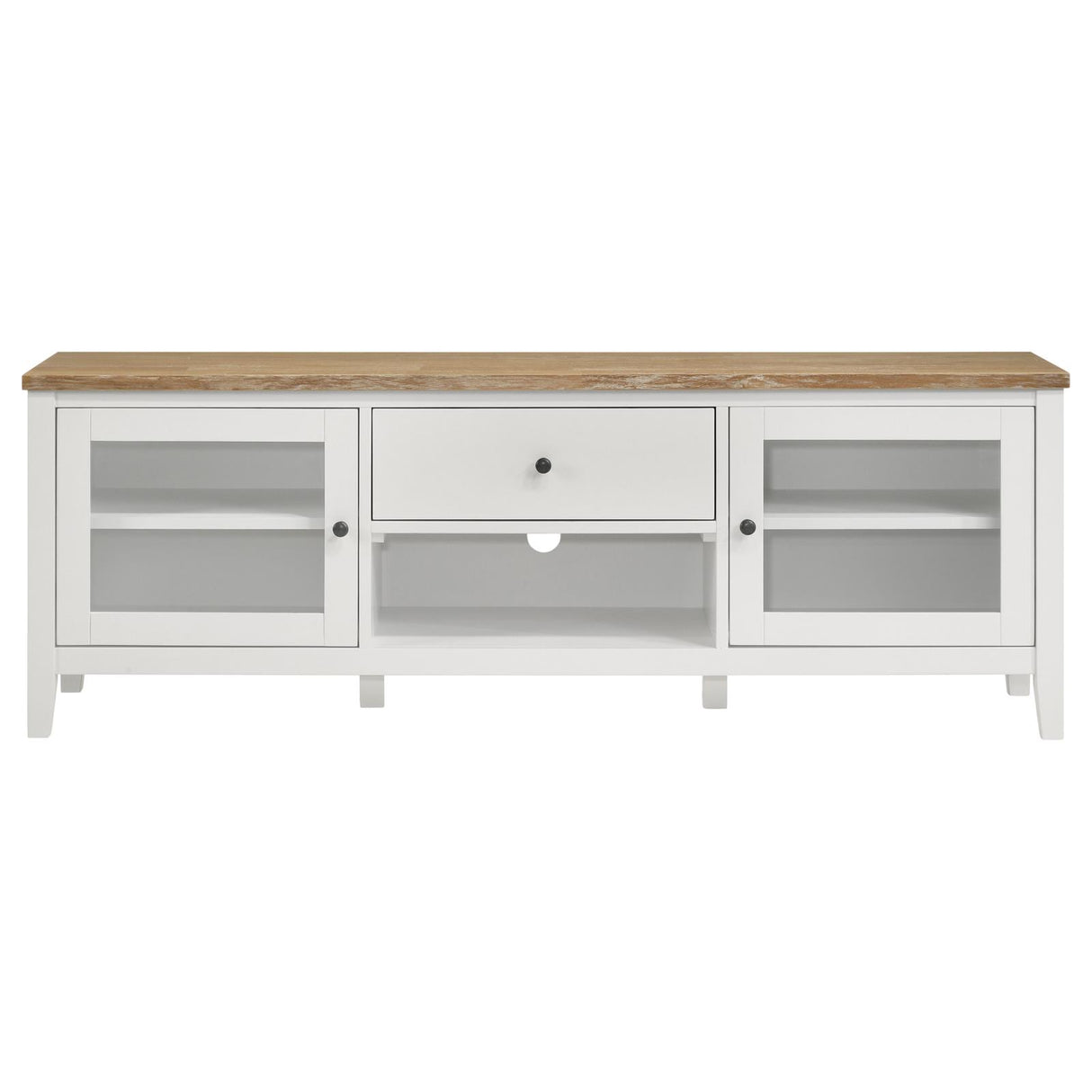 Angela Brown and White 2-Door Wooden 67" TV Stand from Coaster - Luna Furniture
