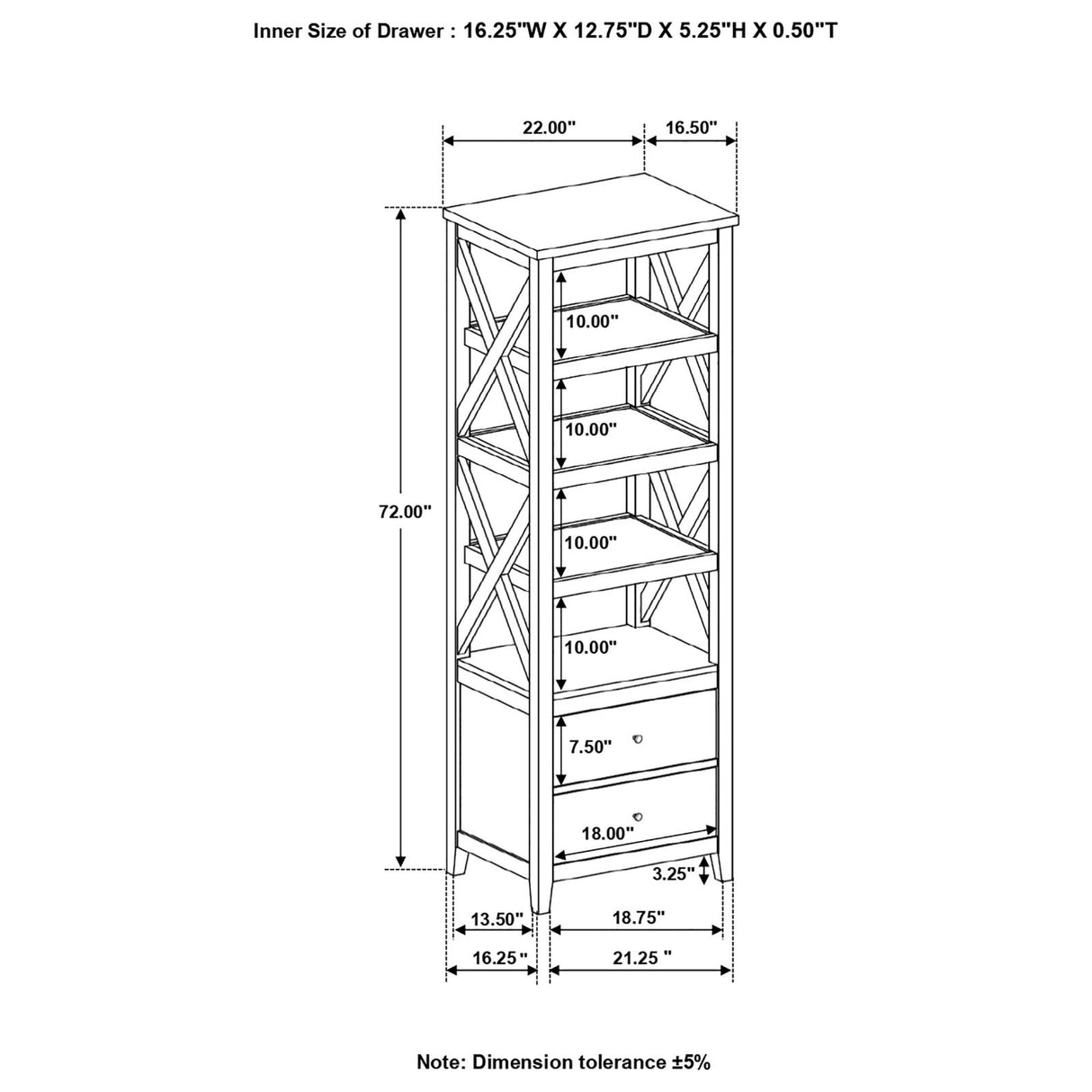 Angela Brown and White 4-Shelf Wooden Media Tower with Drawers from Coaster - Luna Furniture