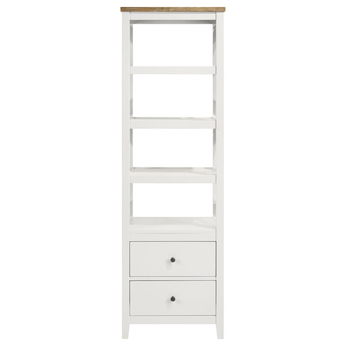 Angela Brown and White 4-Shelf Wooden Media Tower with Drawers from Coaster - Luna Furniture