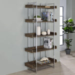 Angelica 5-shelf Bookcase Walnut and Chrome - 801493 - Luna Furniture