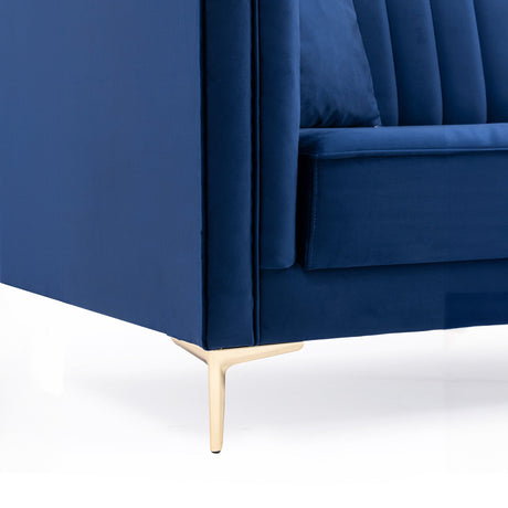 Angelina Mid-Century Modern Dark Blue Velvet  Tufted Sofa - SOF-KEN-VEL-DBLU - Luna Furniture