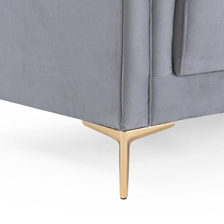 Angelina Mid-Century Modern Light Grey Velvet  Tufted Sofa - AFC00371 - Luna Furniture