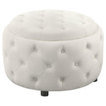 Angelina Tufted Storage Round Ottoman Pearl - 915407 - Luna Furniture