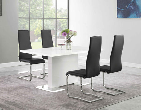 Anges 5-piece Dining Set White High Gloss and Black - 102310-S5K - Luna Furniture