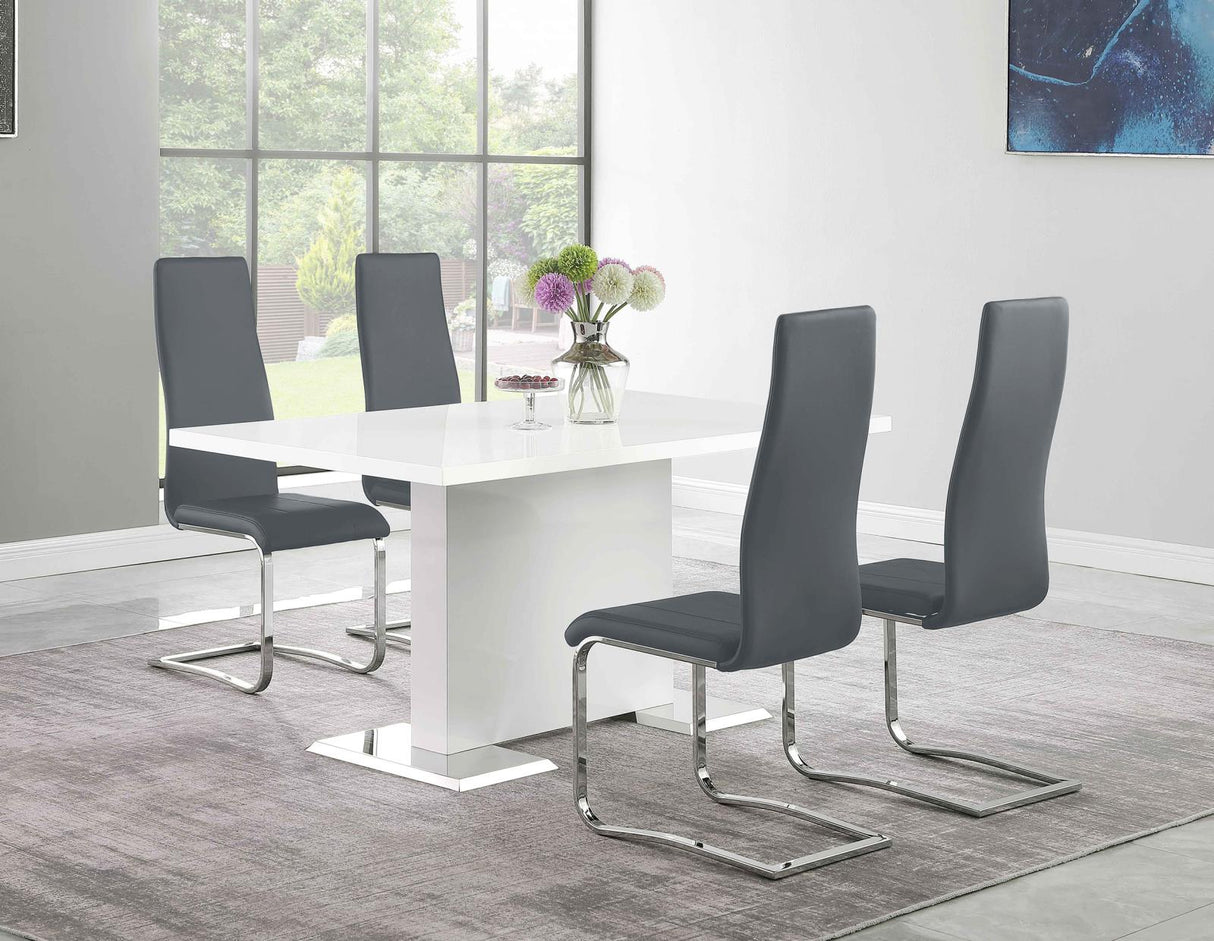 Anges White High Gloss and Gray 5-Piece Dining Set from Coaster - Luna Furniture