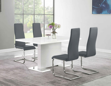 Anges 5-piece Dining Set White High Gloss and Grey - 102310-S5G - Luna Furniture