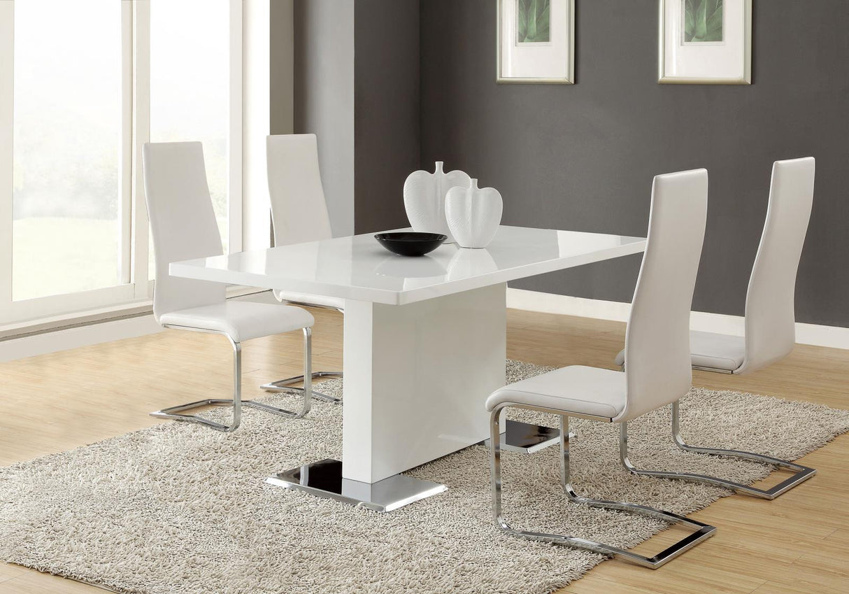 Anges White High Gloss and White 5-Piece Dining Set from Coaster - Luna Furniture