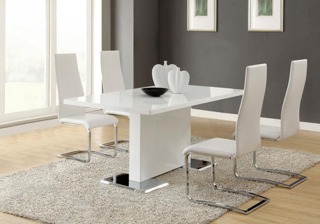 Anges 5-piece Dining Set White High Gloss and White - 102310-S5W - Luna Furniture