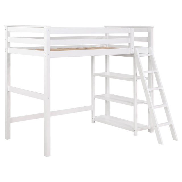 Anica 3-shelf Wood Twin Loft Bed White - 460089 - Luna Furniture