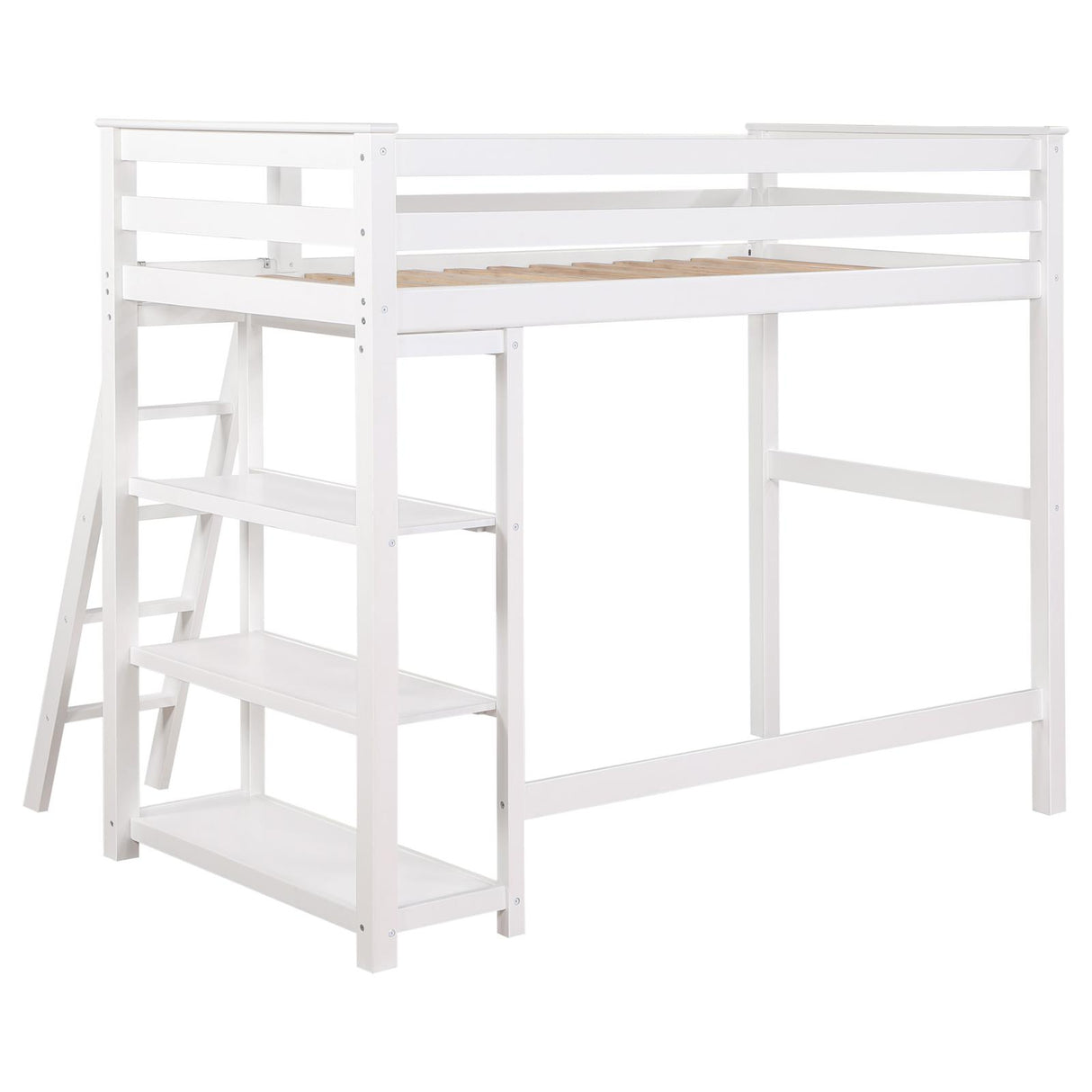 Anica 3-shelf Wood Twin Loft Bed White - 460089 - Luna Furniture
