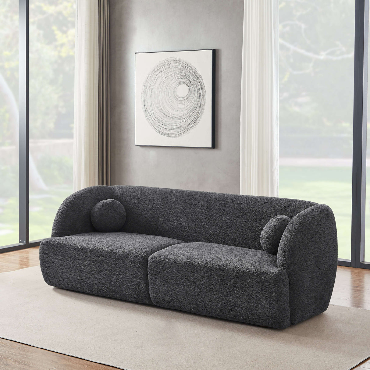 Anna French Boucle Sofa Pink - AFC00182 - Luna Furniture
