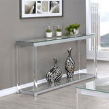 Anne Sofa Table with Lower Shelf Chrome and Clear - 720749 - Luna Furniture