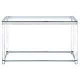 Anne Sofa Table with Lower Shelf Chrome and Clear - 720749 - Luna Furniture