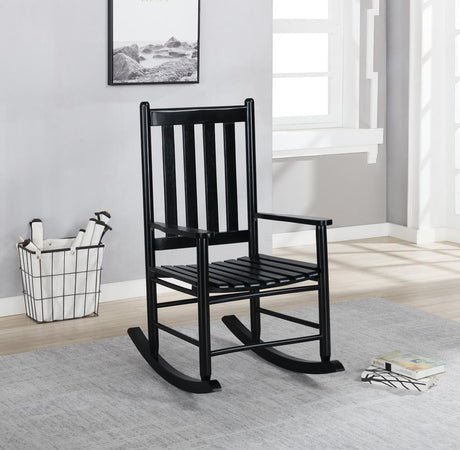 Annie Slat Back Wooden Rocking Chair Black - 609456 - Luna Furniture