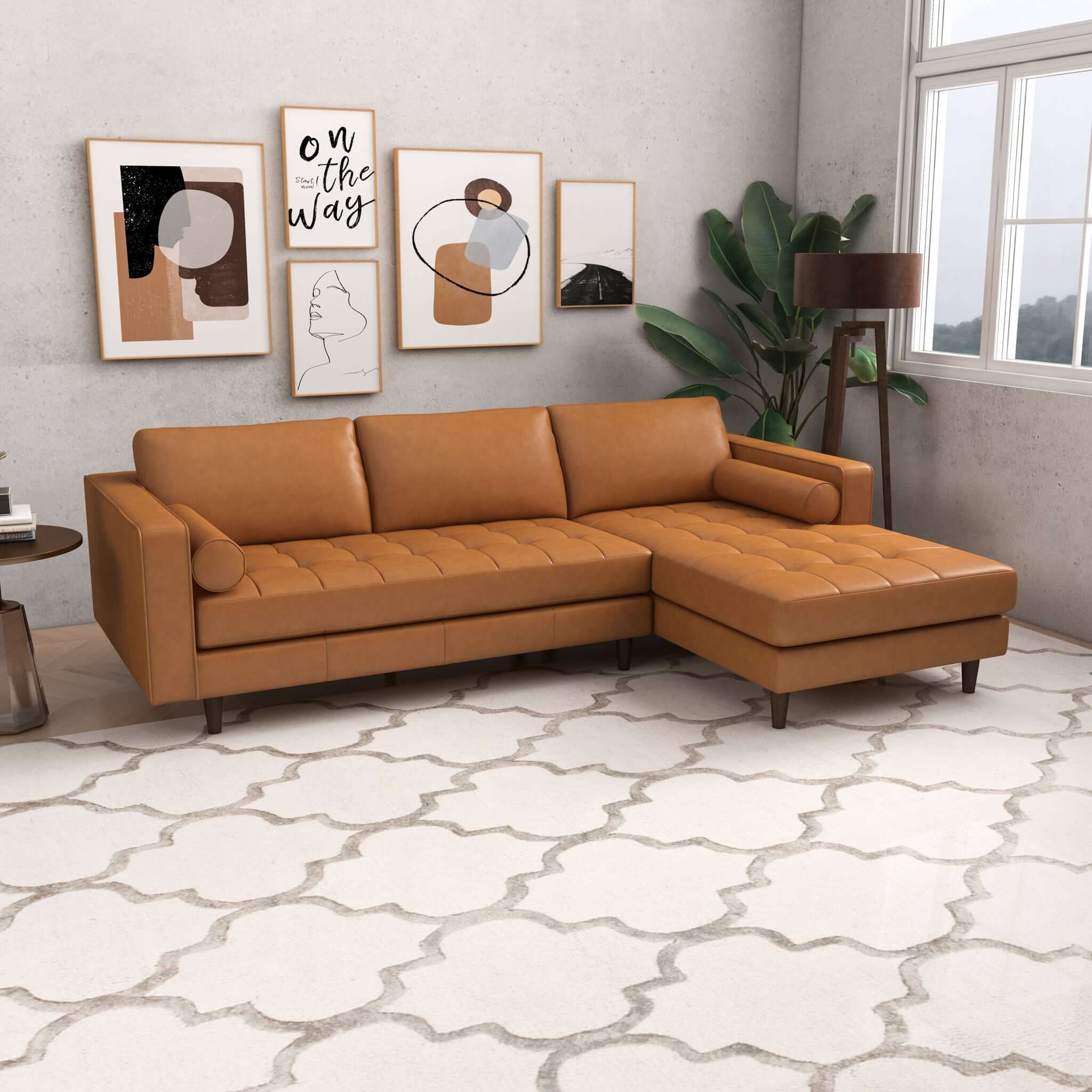 Daphne Tan Genuine Leather LAF Chaise Sectional from Ashcroft Furniture - Luna Furniture