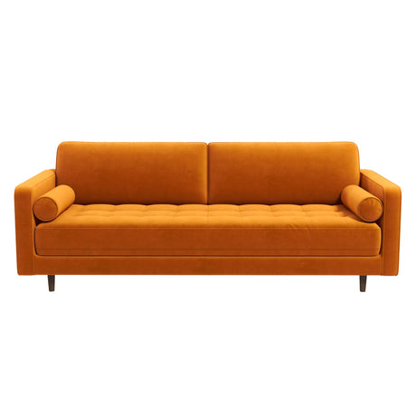Anthony Mid-Century Modern Burnt Orange Pillow Back Velvet Sofa - AFC02001 - Luna Furniture
