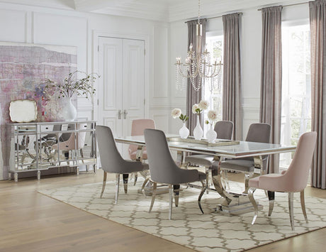 Antoine 7-piece Rectangular Dining Set Pink and Grey - 108811-S7 - Luna Furniture