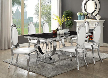 Antoine Rectangular Dining Table Chrome and Black - 107871 - Luna Furniture