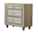 Antonella Ivory and Camel Upholstered 3-Drawer Nightstand from Coaster - Luna Furniture