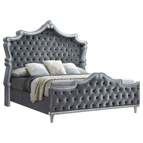 Antonella Upholstered Tufted Eastern King Bed Grey - 223581KE - Luna Furniture