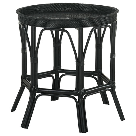 Antonio Round Rattan Tray Top Accent Table Black - 936069 - Luna Furniture