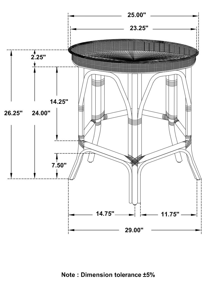 Antonio Round Rattan Tray Top Accent Table Black - 936069 - Luna Furniture