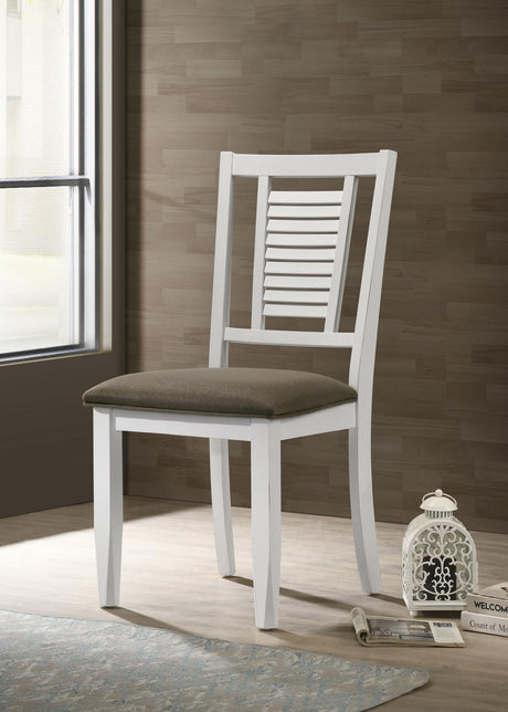 Appleton Ladder Back Dining Side Chair White and Brown (Set of 2) - 110412 - Luna Furniture