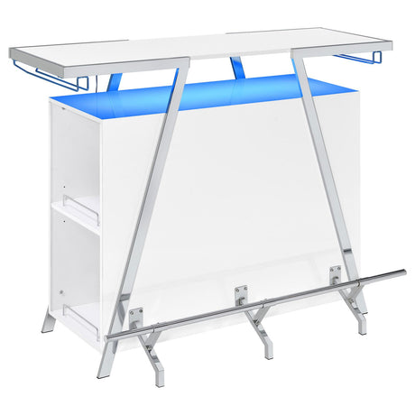 Araceli White High Gloss and Chrome Home Bar Wine Cabinet from Coaster - Luna Furniture