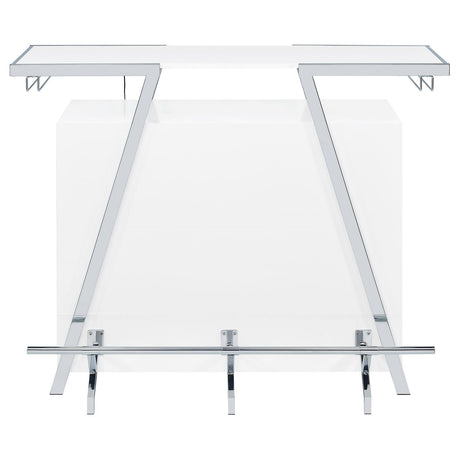 Araceli White High Gloss and Chrome Home Bar Wine Cabinet from Coaster - Luna Furniture