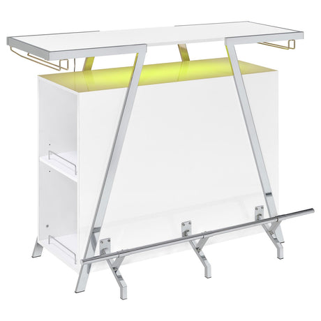 Araceli White High Gloss and Chrome Home Bar Wine Cabinet from Coaster - Luna Furniture