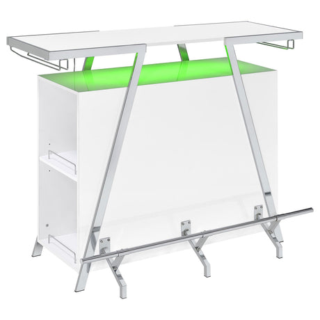 Araceli White High Gloss and Chrome Home Bar Wine Cabinet from Coaster - Luna Furniture