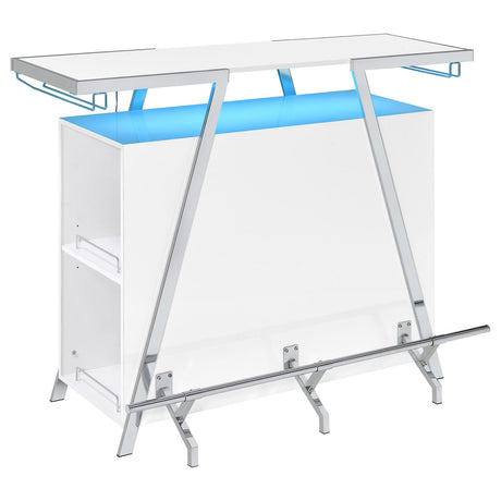 Araceli White High Gloss and Chrome Home Bar Wine Cabinet from Coaster - Luna Furniture