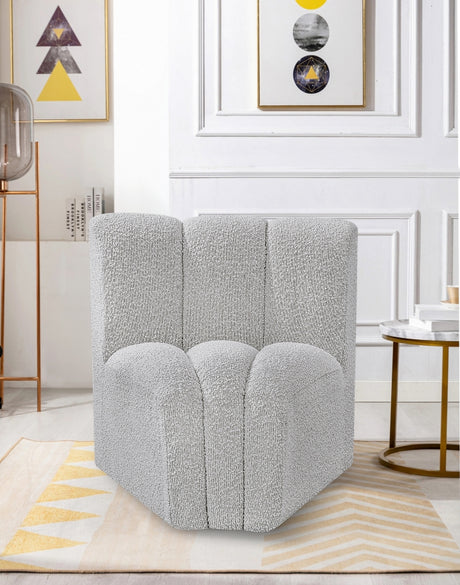 Arc Boucle Fabric Modular Chair Grey - 102Grey-CC - Luna Furniture