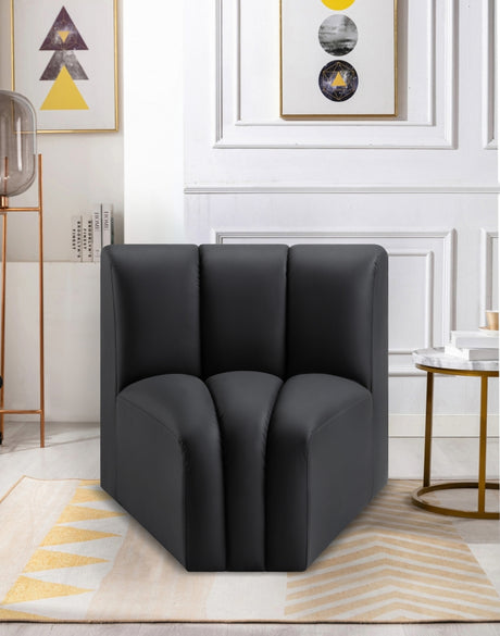Arc Faux Leather Modular Chair Black - 101Black-CC - Luna Furniture