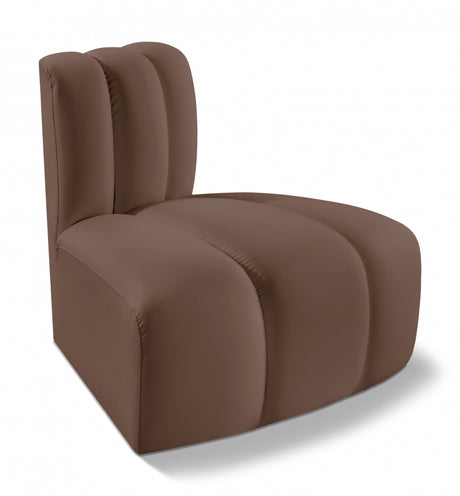Arc Faux Leather Modular Chair Brown - 101Brown-RC - Luna Furniture